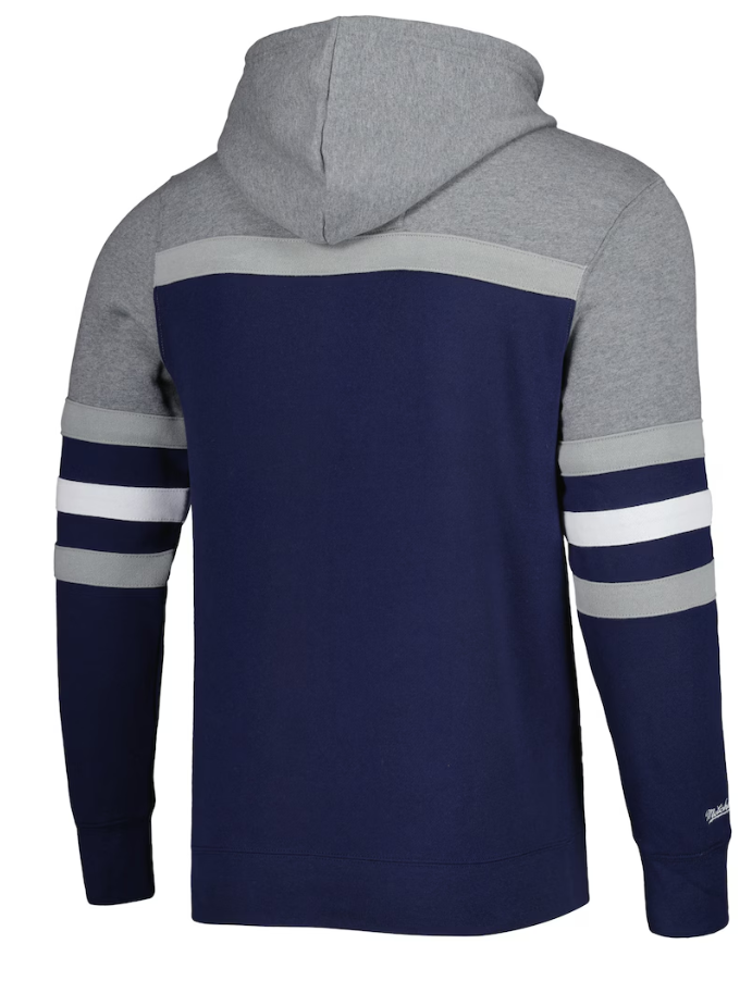 Men's Mitchell & Ness Navy/Heathered Gray Dallas Cowboys Head Coach Pullover Hoodie
