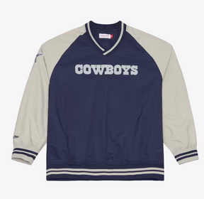 Men's Mitchell & Ness Navy/Heathered Gray Dallas Cowboys Nylon Pullover