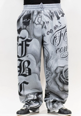 FB County Rhinestone Tatted Up Sweatpant - Heather Grey
