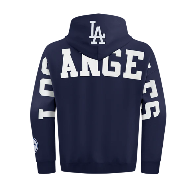 MLB LOS ANGELES DODGERS WINGSPAN MEN'S DROP SHOULDER  HOODIE -Midnight Navy