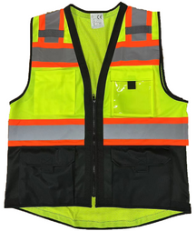 Men’s High Viz Class 3 Light Weight Padded Multi-Pocket Mesh Vest