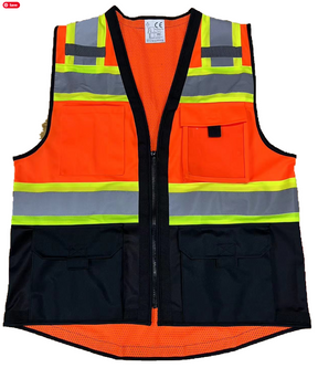 Men’s High Viz Class 3 Light Weight Padded Multi-Pocket Mesh Vest