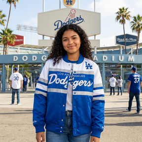 Mitchell & Ness Women's Los Angeles Dodgers Royal Head Coach Lightweight Satin Full-Snap Jacket