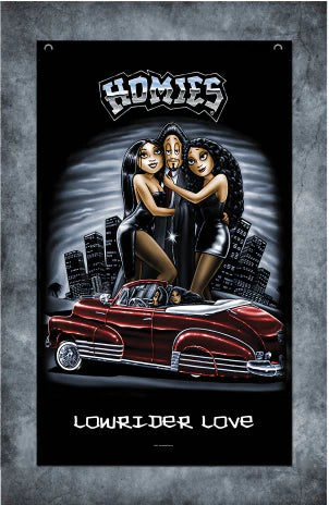 HOMIES - 3' X 5' - FLAG / BANNER - LOWRIDER LOVE