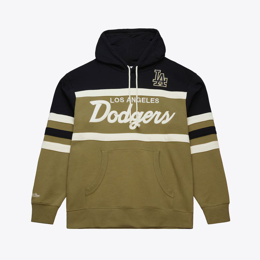 Mitchell & Ness Men's Blk/Green Dodgers Head Coach Fleece Pullover Hoodie