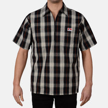 Ben Davis Short Sleeve Plaid 1/2 Zip Shirt