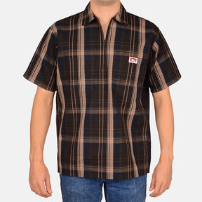 Ben Davis Short Sleeve Plaid 1/2 Zip Shirt