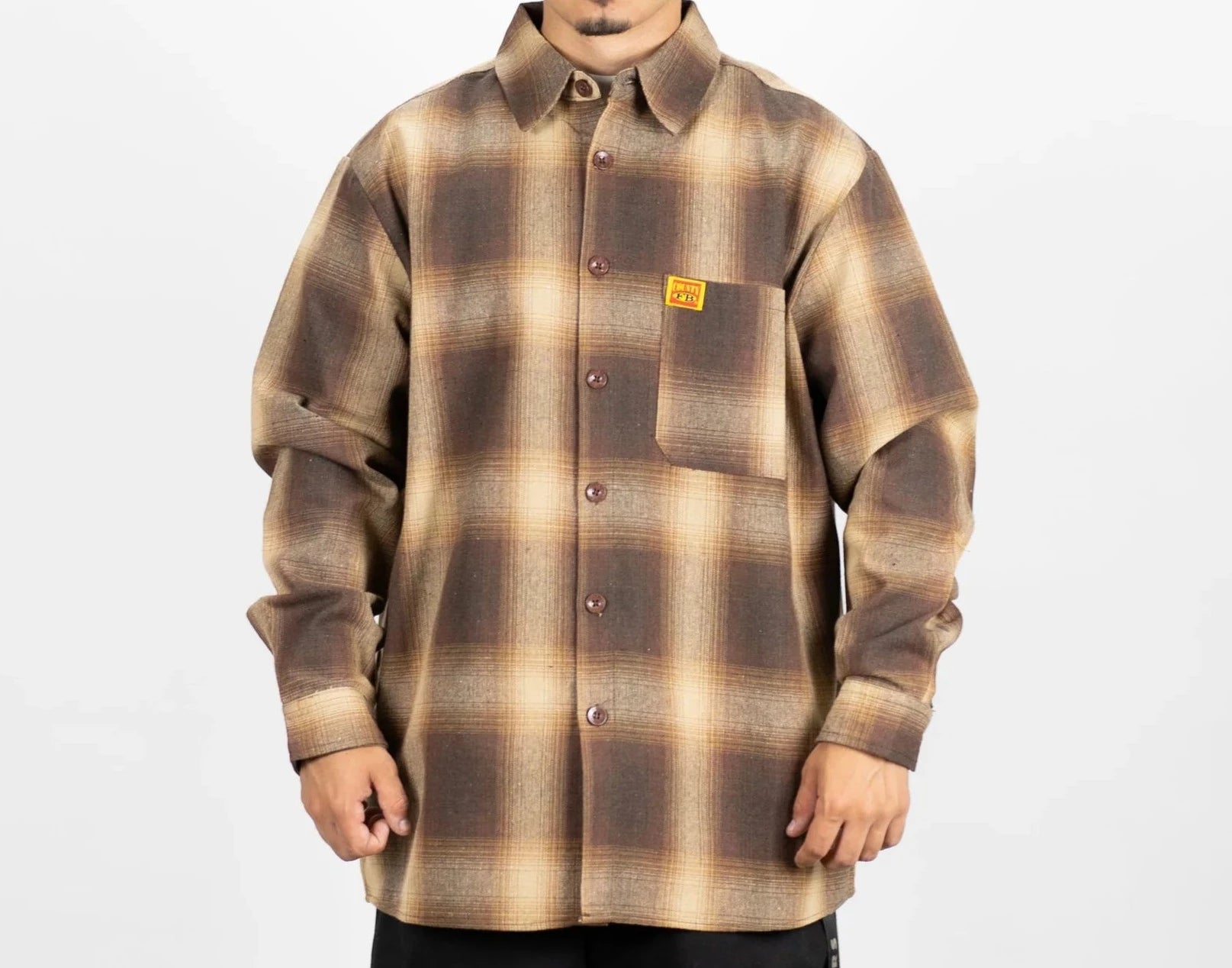 FB County Long Sleeve Checker Flannel Shirt Brown / Tan
