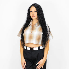 FB County Checker Zip Crop Top