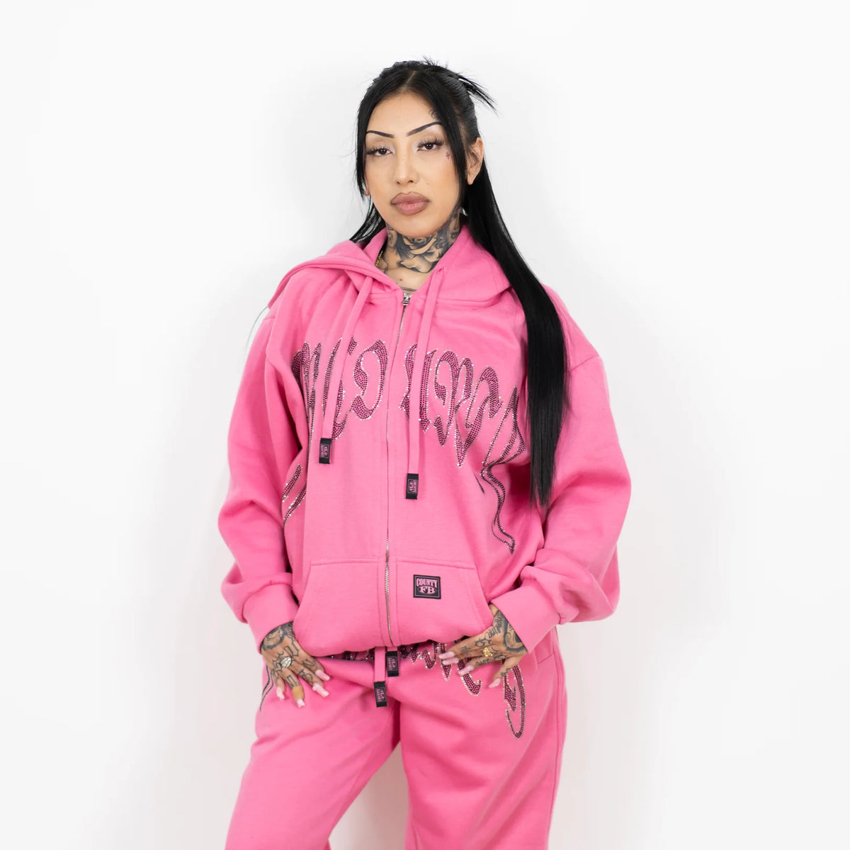 FB County Rhinestone Zip-Up Hoodie