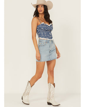 Levi's Women's Icon Light Wash Raw Hem Denim Mini Skirt - A4694-0024