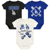 LOS ANGELES DODGERS NEWBORN 3-PIECE CREEPER SET