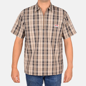 Ben Davis Short Sleeve Plaid 1/2 Zip Shirt