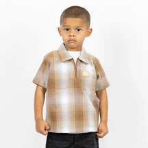 FB County Kids Short Sleeve Checker Zip Shirt