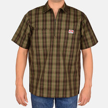 Ben Davis Short Sleeve Plaid 1/2 Zip Shirt