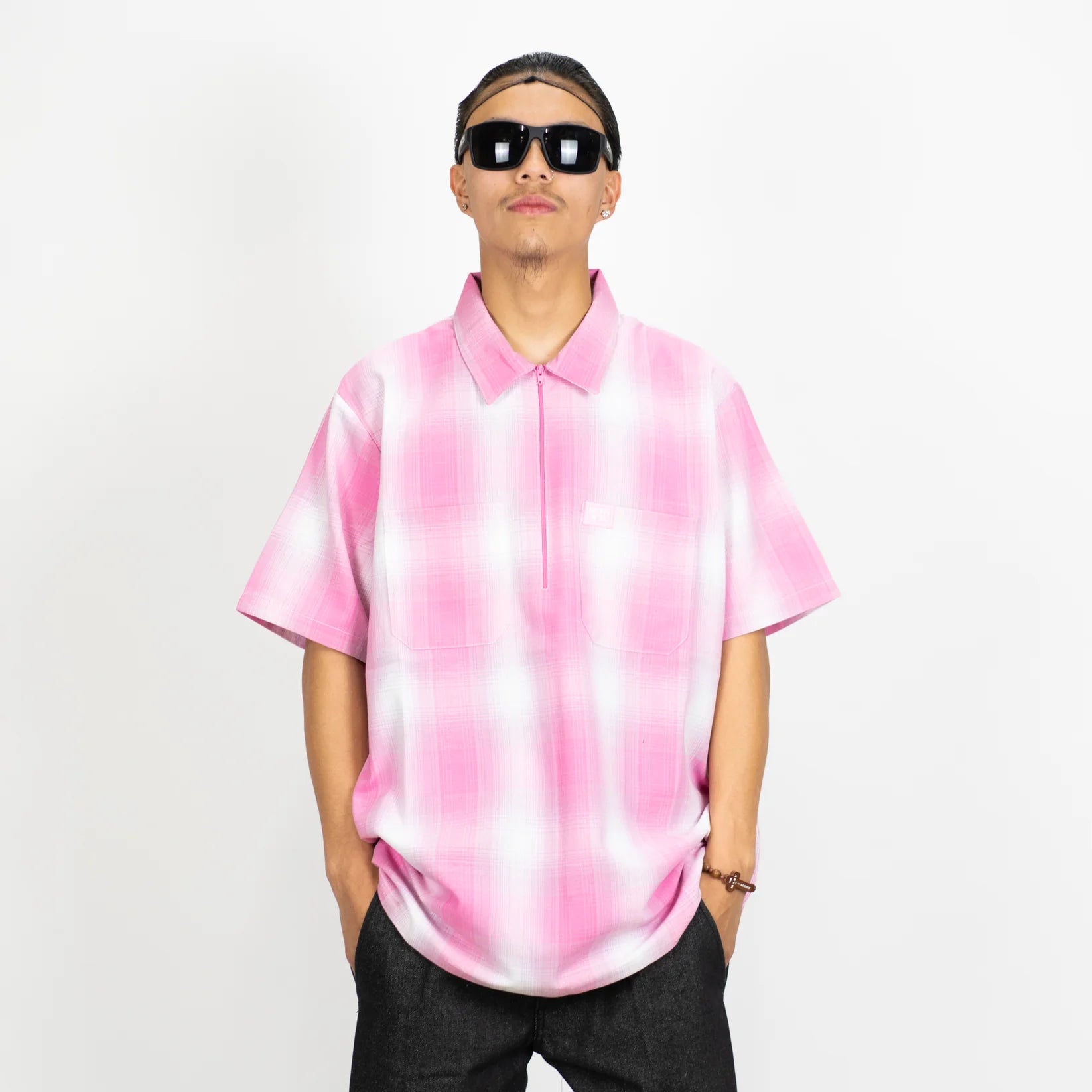 FB County Short Sleeve Checker Zip Shirt