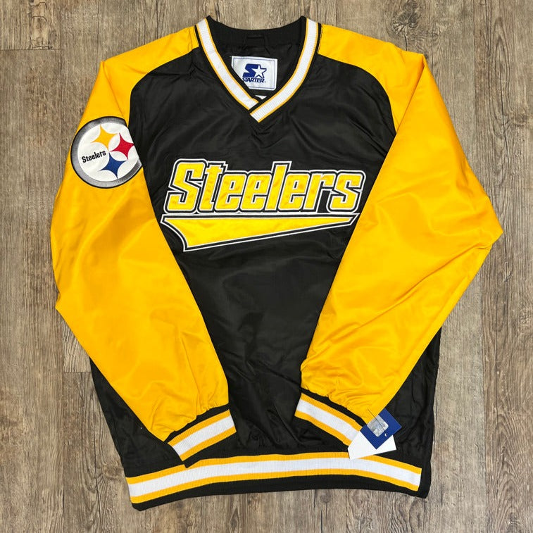 Starter V-Neck Pittsburgh Steelers Black /  Yellow Windbreaker - Xtreme Wear