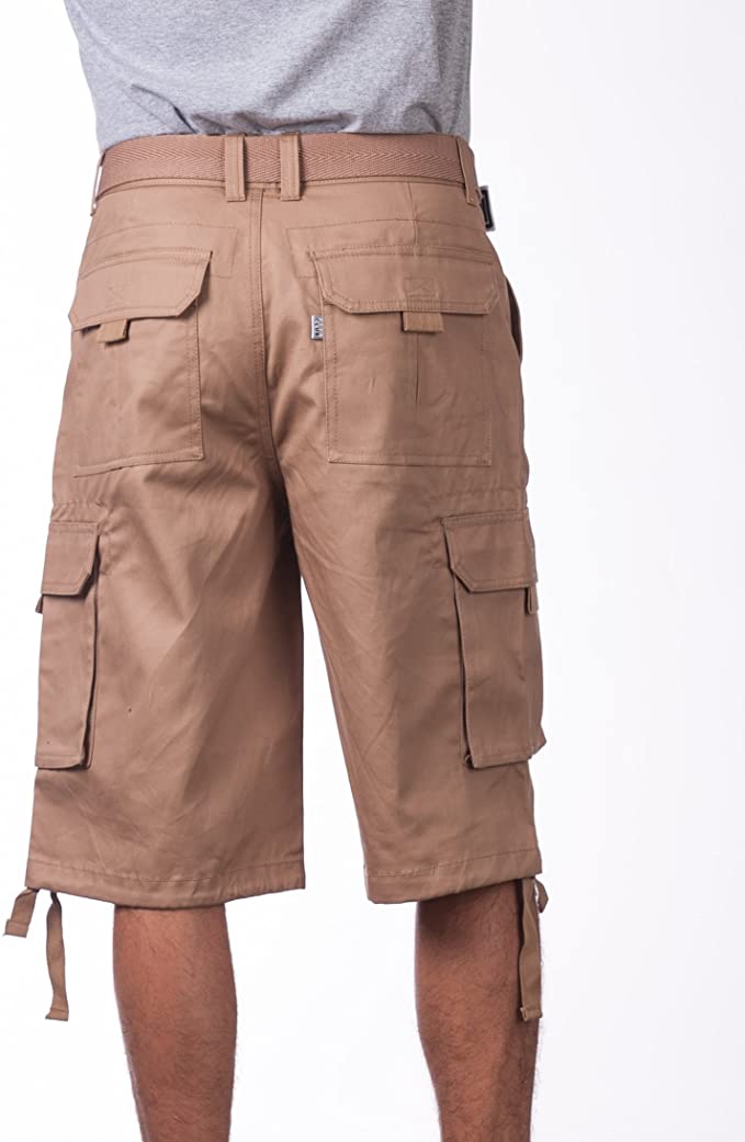 Pro Club Men's Cotton Twill Cargo Shorts with Belt - Regular and Big & Tall Sizes - Xtreme Wear