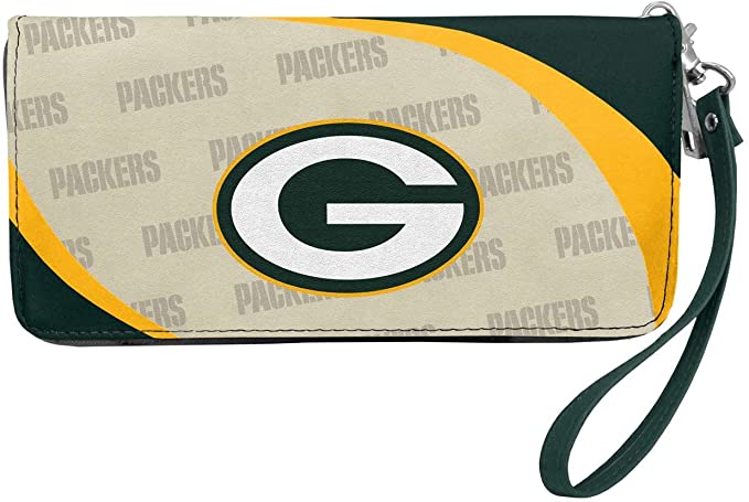 NFL Green Bay Packers Curve Zip Organizer Wallet with Detachable Wrist Strap - Xtreme Wear