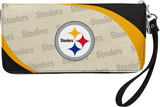 NFL Pittsburgh Steelers Curve Zip Organizer Wallet with Detachable Wrist Strap - Xtreme Wear